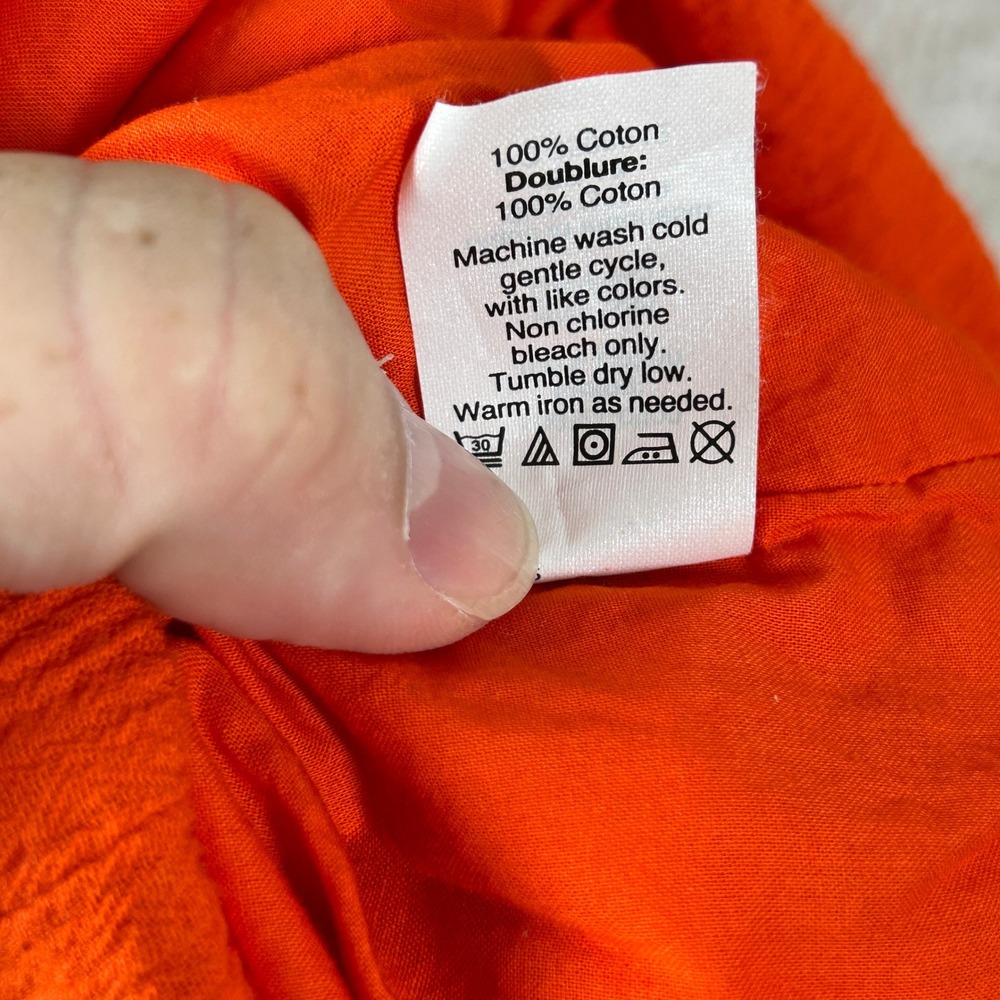 J.Crew Womens Boho G3319 Crinkle Gauze V-Neck Tunic Top Orange XXS - Picture 4 of 11